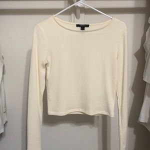 white/cream tight cropped shirt from Forever 21